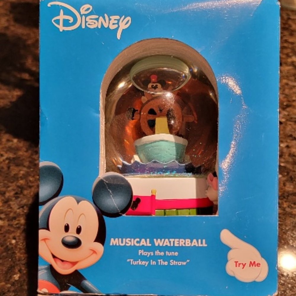 Disney Mickey Mouse Musical Waterball Snow globe Plays The "Mickey Mouse March"